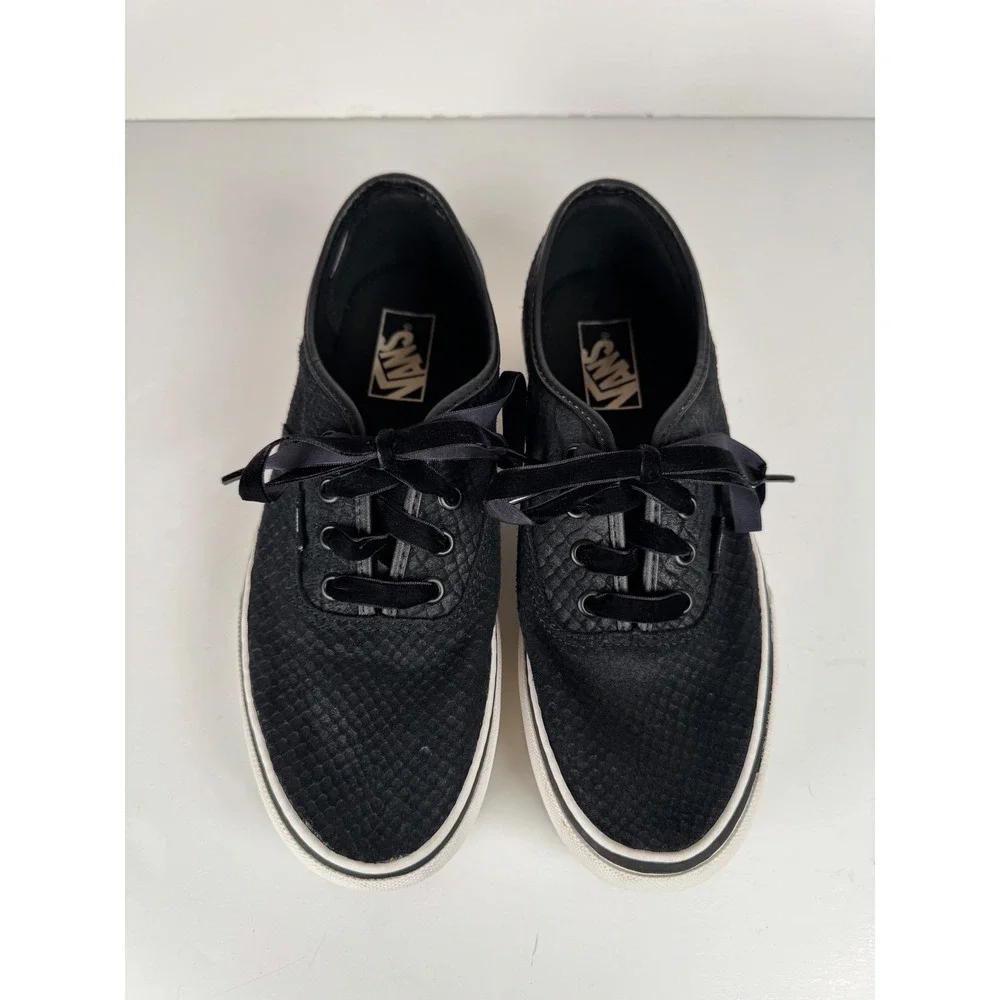 Vans Authentic Platform 2.0 Black Snakeskin Casual Comfort Shoes‎ W-9.5 M-8